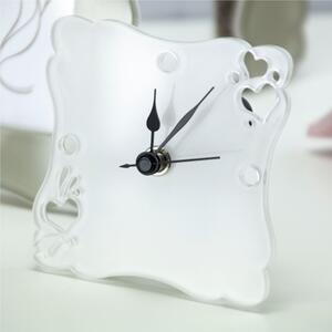 Orologio da tavolo in Metacrilato tagliato al laser JOLIE 10x10xh6 cm in bianco trasparente
