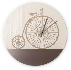 Orologio da parete rotondo il legno Copenaghen Diametro 45x5 cm in legno con applicazioni in 3D in Legno Laccato frassino Cacao