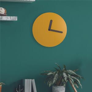 Orologio da parete rotondo il legno Laccato Diametro 30x5 cm in legno con lancette colore nero base colore Ocra