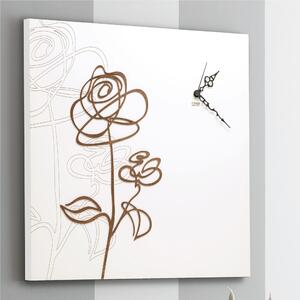 Orologio da parete il legno 55x55x5 cm con numeri intarsi ROSA DEI VENTI in legno Tagliato al laser in legno bianco weng�