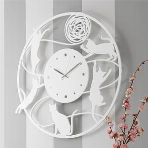 Orologio da parete Rotondo diametro 85 cm - 95X85 cm in legno GOMITOLO tagliato al laser in legno laccato bianco