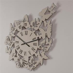 Orologio da parete Rotondo diametro 80 cm in legno VOLO DI FARFALLE tagliato al laser in legno laccato ghiaia
