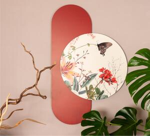 Set di pannelli moderno con stampa di fiori e farfalle ADELE dimensioni 60X90 CMx100xh1,5 cm legno colore rosso