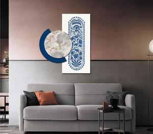 Set di 2 pannelli moderno con stampa Astratte tondo e quadrato GIAVA dimensioni 75X100 cm Legno colore stampa piena Blu Royal