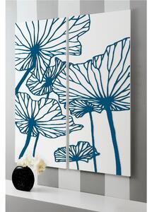 Pannelli da parete, quadro da parete DELICATESSE 100xh120cm in legno verticale bianco intarsi in legno color petrolio