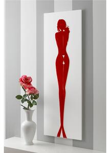Pannello da parete, quadro da parete Silhouette 40xh120cm pannello legno colore bianco intarsi in plexiglass rosso