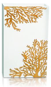 PORTAOMBRELLI Rettangolare, CORALLO 33x20xh54 cm in Legno bianco con intarsi al laser legno ORO