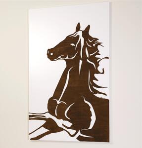 Pannello da parete, quadro da parete CAVALLO RAMPANTE 75xh120cm verticale pannello colore bianco intarsi e marcatura in legno