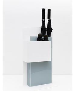 Portaombrelli Rettangolare con due vaschette anche per gli ombrellini Z DESIGN 30x15xh60 cm in plexiglass Bicolore bianco Grigio