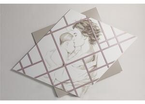 Pannello da parete in legno con marcatura al laser ELISA 100x95xh8 cm colore, Ghiaia Bianco decori Rosa Velvet