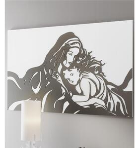 Quadro sacro Maternit� decoro in legno taglio laser 120x75xh1,5 cm colore bianco tortora