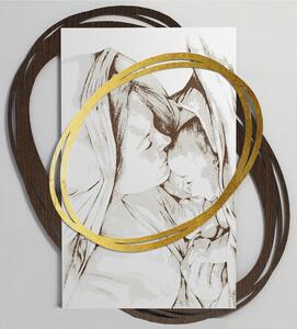 Pannello da parete, Capoletto con marcatura laser, che mostra i lineamenti dei visi 95x80x1,6 cm Pannello bianco con marcatura laser Wengu� bianco oro
