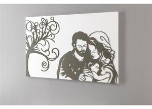 Quadro sacro La Vita decoro in legno taglio laser 120x75xh1,5 cm colore bianco tortora