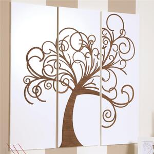 Pannelli da parete tris L'albero della vita 120xh120cm in legno colore bianco con intarsi in legno colore weng�