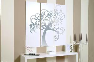 Pannelli da parete tris L'albero della vita 120xh120cm in legno colore bianco con intarsi in plexiglass a Specchio