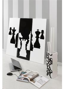 Pannello da parete, quadro da parete TRIS SCACCO MATTO 120xh120cm pannello legno colore bianco intarsi in plexiglass