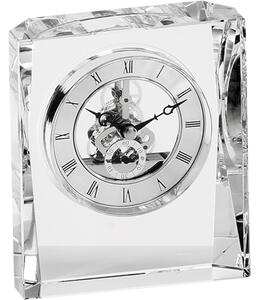 Orologio in Cristallo rettangolare 12xh14 cm in cristallo K9 trasparente quadrante diametro 3,5 cm in scatola regalo
