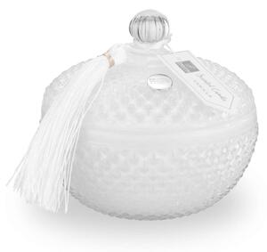 Cera profumata con all'esterno Scatola in vetro rotonda Modello BIG diametro 10x h 10cm - colore Bianco