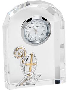 Orologio da appoggio Cristallo comunione, cresima bomboniera 7x2,8xh10 cm Cristallo trasparente K9 in confezione regalo