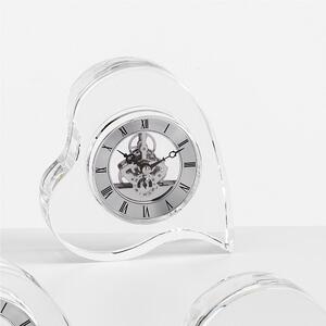 Orologio Cristallo, sveglia da tavolo Cuore 14xh15 cm in cristallo K9 trasparente