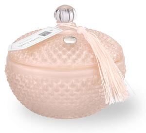 Cera profumata con all'esterno Scatola in vetro rotonda Modello BIG diametro 10x h 10cm - colore Rosa