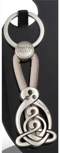 Portachiavi in in acciaio con incisione FAMIGLIA con cinturini AVORIO H10 cm in scatola regalo , bomboniera