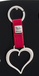 Portachiavi in Argento CUORE con cinturini in Pelle Rosso 7x11cm in scatola regalo , bomboniera