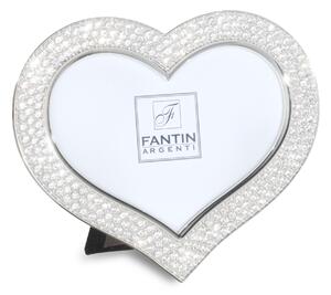 Porta foto in metallo argentato cuore e strass Dimensioni 10xh15 cm in scatola regalo , bomboniera