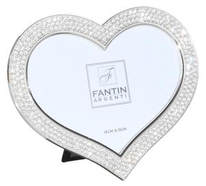 Porta foto in metallo argentato cuore e strass Dimensioni 13xh18 cm in scatola regalo , bomboniera