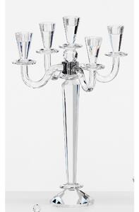 Candelabro Cristallo 5 fiamme in cristallo cm h 52 uno colore trasparente, cristallo K9