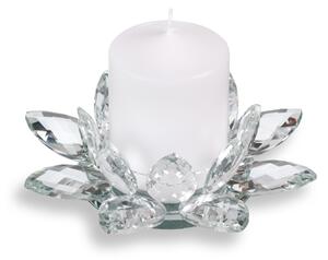 Porta candele cristallo Fior di Loto Diametro 21xh6 cm in cristallo K9 idea per bomboniera in scatola regalo