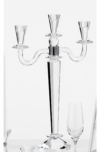 Candelabro Cristallo 3 fiamme in cristallo cm h 52 uno colore trasparente, cristallo K9