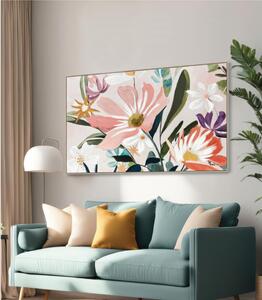 Quadro con cornice da parete Quadro con cornice volto FIORI DI CAMPO 120x80x1,6 cm pannello in legno colore con colori acrilici e tempera