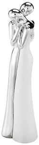 Abbraccio Statuetta In Resina e argento e bianco bicolor abbraccio Piccola h 14,5 cm
