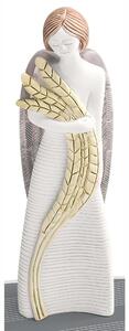 Angelo in resina pastellata con decoro Spiga della vita h 12 cm in scatola regalo, ideale per uso bomboniera
