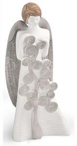 Angelo in resina Pastellata con decoro albero della vita h 18 cm in scatola regalo, ideale per uso bomboniera