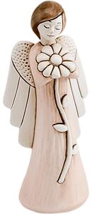 Angelo in resina colore bicolor con decoro Angelo Fiore h 12 cm in scatola regalo, ideale per uso bomboniera
