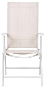Set di 6 sedie da giardino in tessuto beige struttura in alluminio bianco pieghevole reclinabile Beliani