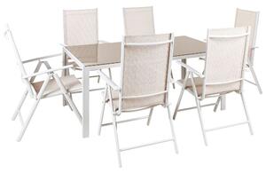 Set da pranzo da giardino in 7 pezzi Tavolo da pranzo in alluminio beige con 6 sedie pieghevoli Beliani