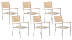 Set di 6 sedie da giardino beige e alluminio bianco resistenti agli agenti atmosferici Beliani