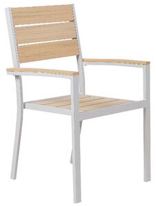 Set di 4 sedie da pranzo da giardino Struttura in alluminio bianco Seduta beige sedie impilabili da giardino Beliani