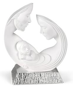 Sacra famiglia in resina Super Big base ARGENTO 26x h 31 cm immagine pu� essere appeso o appoggiato per bomboniera ,battesimo cresima, matrimonio