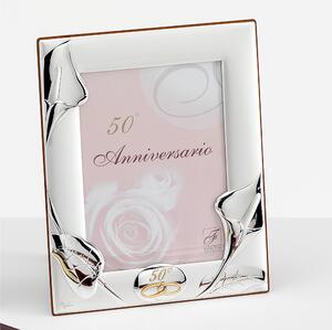 Portafoto rettangolare 50 anni anniversario 50 CALLA interno 13x18 cm PER FOTO ARGENTO, da appoggio