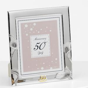 Portafoto rettangolare 50 anni anniversario 13X18 PER FOTO 10x15 cm PVD decoro calla