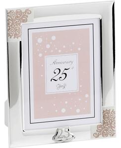 Portafoto rettangolare 25 anni anniversario 18X24 PER FOTO 15x20 cm PVD decoro damasco