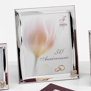 Portafoto rettangolare 50 anni anniversario 50 Fascia Liscia interno 20x25 cm PER FOTO ARGENTO, da appoggio