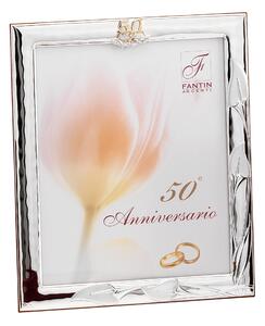 Portafoto da appoggio 50 anni anniversario con fascia di calle interno PER FOTO 10x15 cm in argento con strass cristalli