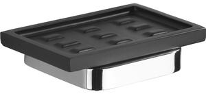 Portasapone in ottone cromato con vaschetta JOLLY in vetroresina nero 16,5x6,8x16 cm fissaggio con viti e tasselli inclusi