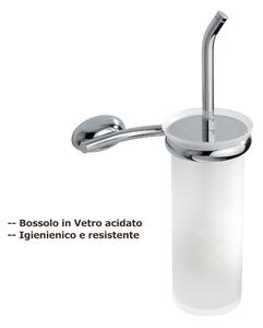 Porta scopino da bagno sospeso con bossolo e porta rotolo in ottone cromato Duemila Plus 17x12xh36 cm stile Retro colore inox lucido