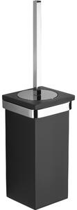 Porta scopino da bagno con bossolo in vetro resina JOLLY 9,5x9,5xh35 cm colore nero